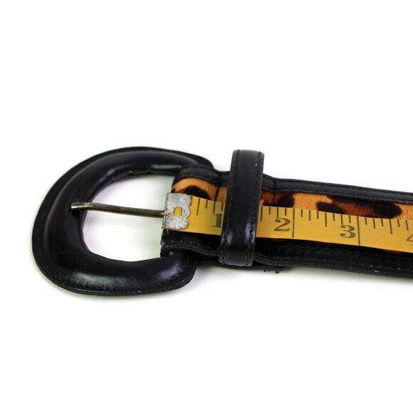 Avignon BLACK LEATHER PONY HAIR ANIMAL PRINT 1 7/8"Wd DRESS CASUAL BELT Sz M(52D - Picture 11 of 14